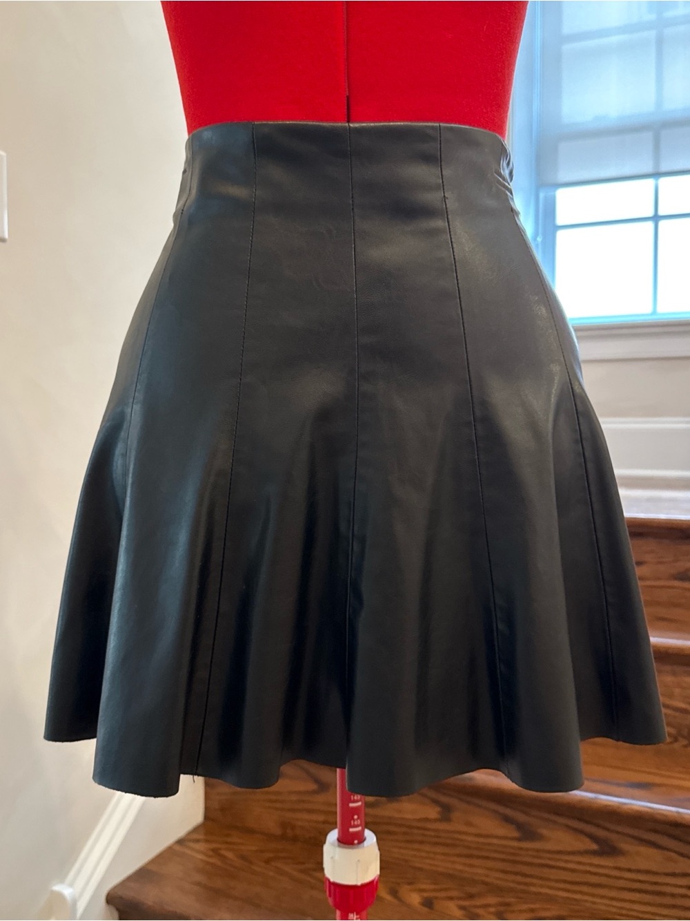 Zara Black Faux Leather Circle Skirt